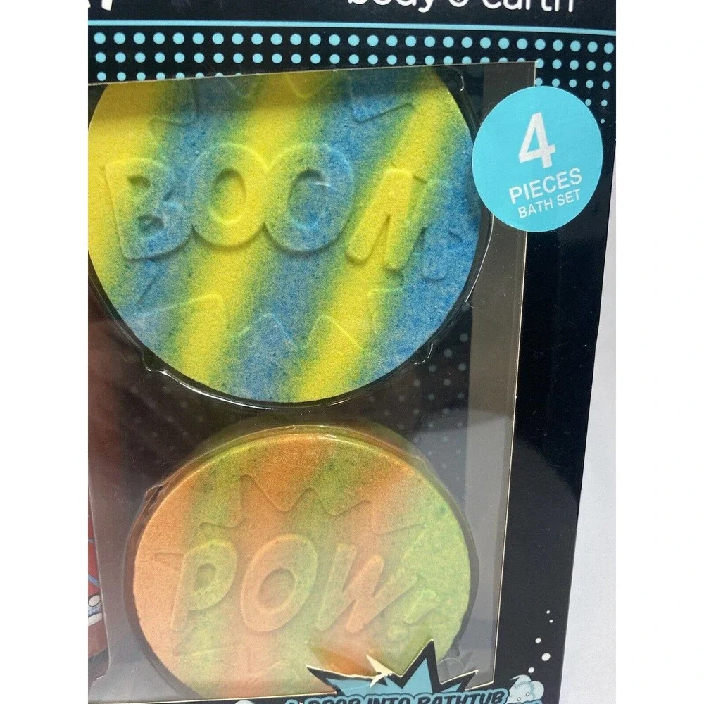 POP BOOM Body & Earth 4-Piece Bath Set 3-in-1 Body Wash Bubble Bath Bath Bombs